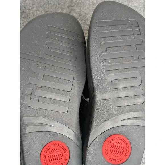 Fitflop Women's Walkstar Flip Flop Sandals Black Size 6 Stitched Leather - Picture 10 of 10